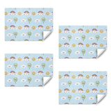 Cute Rainbow Clouds And Sunshine Float Away In A Hot Air Balloon With Smile Face On Bright Blue Wrapping Paper For Babies Boys Kids Happy Birthday Party Babay Shower, Folded Flat 30 X 20 Inch, 4