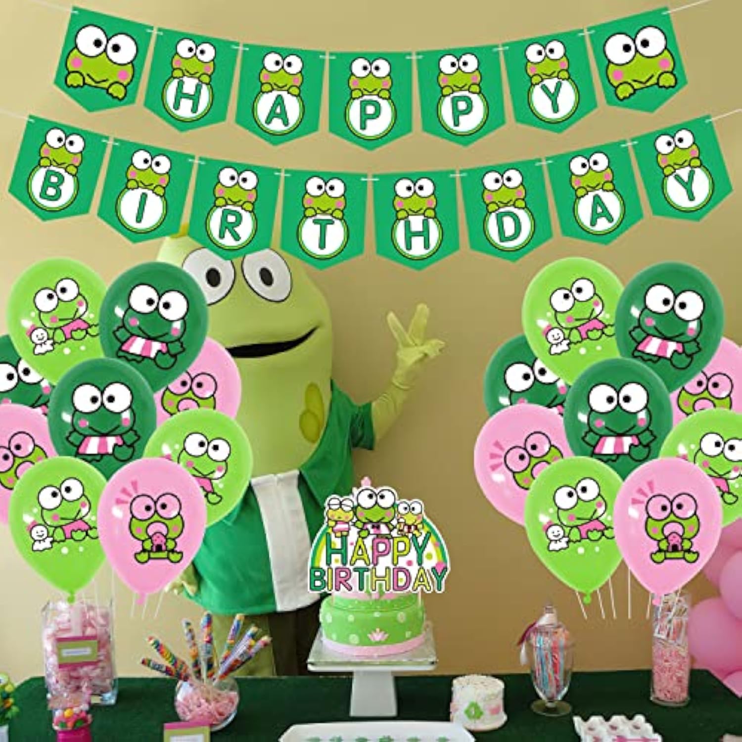 Frog Party Decorations – 83Pcs Set with Banner, Balloons, Cupcake Toppers & Stickers for Kids