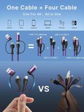 4 in 1 60W USB C Lightning Charging Cable 6FT MFi Certified Fast Charging Cord