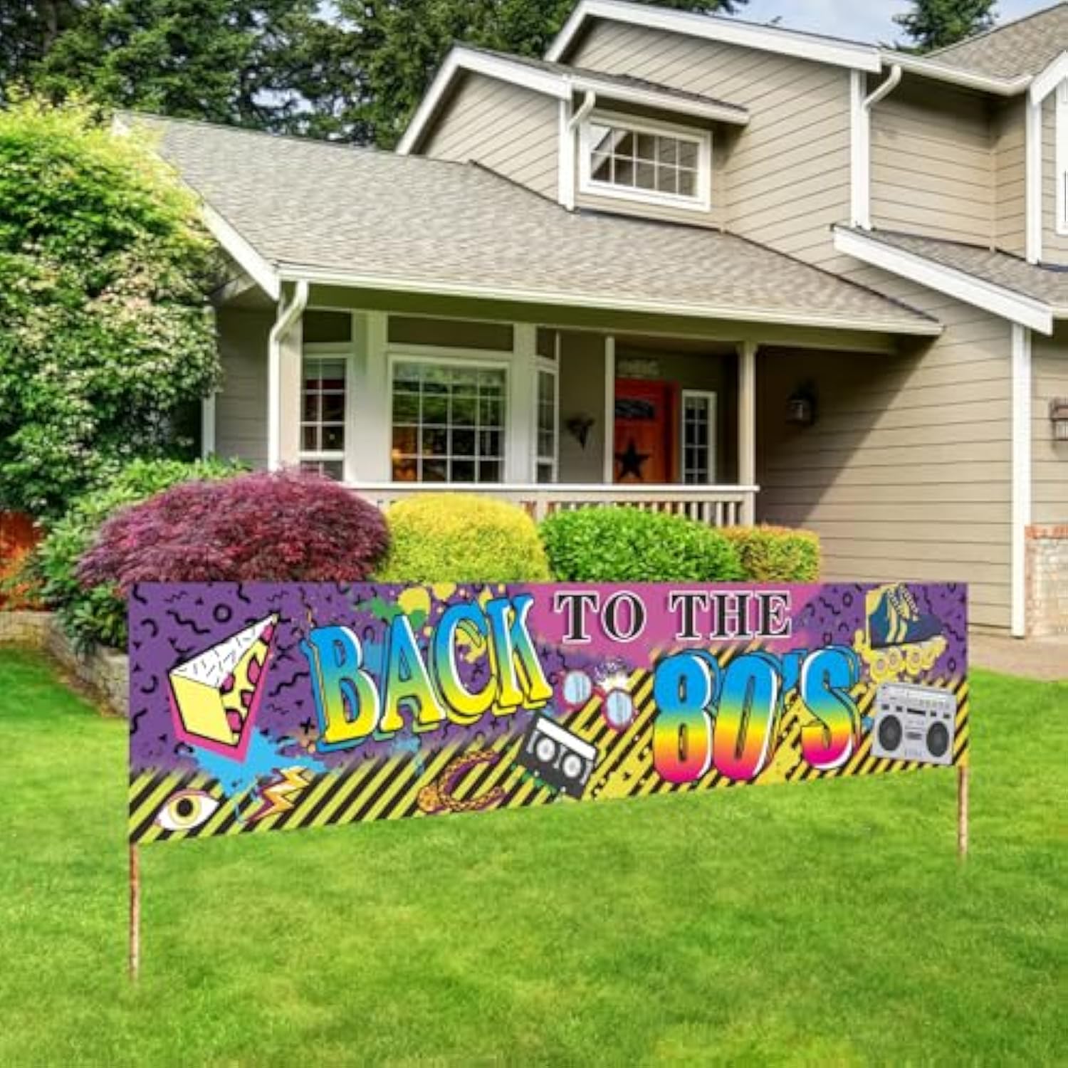 80S Party Decorations Back To The 80S Banner Backdrop, 1980S Hip Hop Graffiti Party Supplies, Throwback 80'S Birthday Party Photo Booth Props Yard Sign Decor
