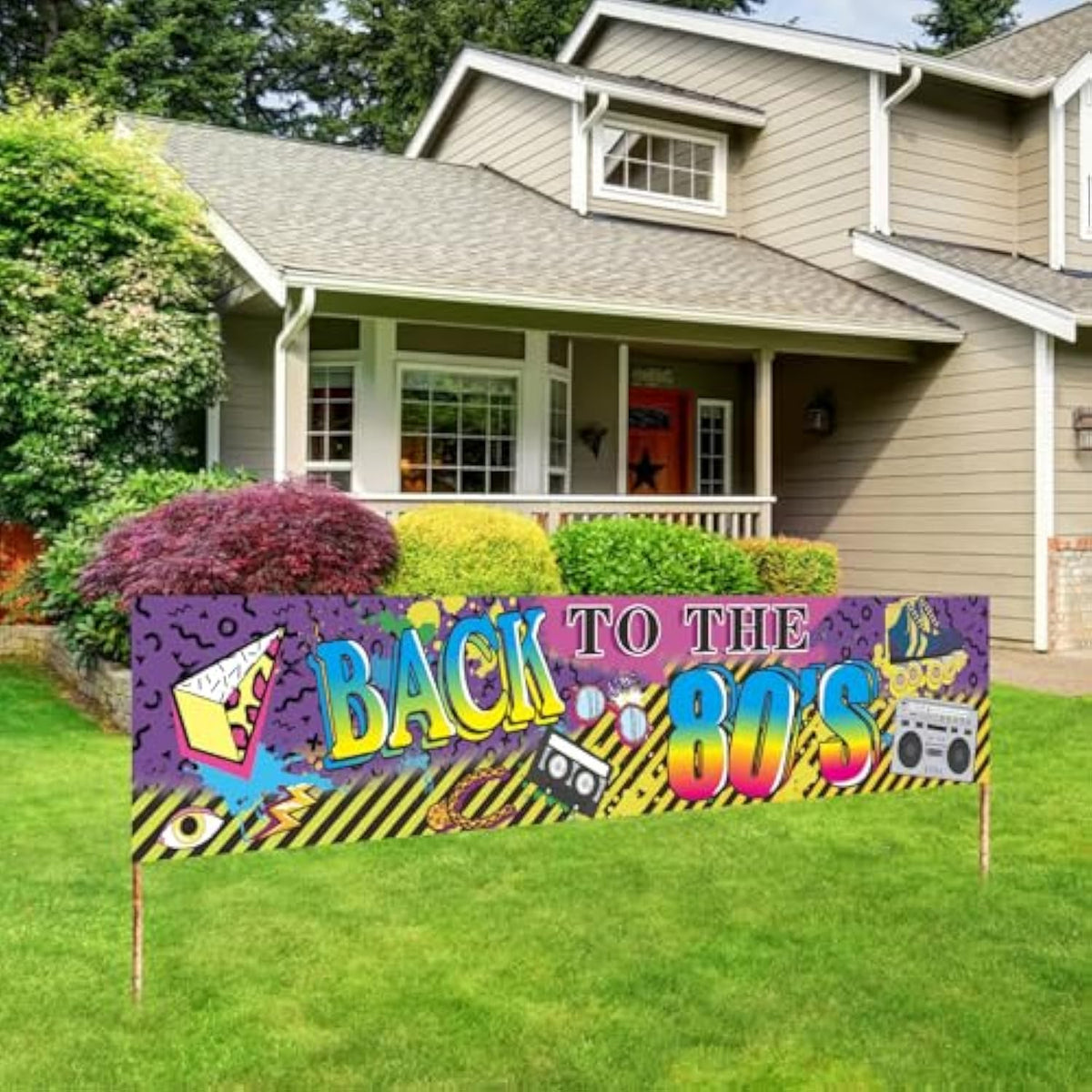 80S Party Decorations Back To The 80S Banner Backdrop, 1980S Hip Hop Graffiti Party Supplies, Throwback 80'S Birthday Party Photo Booth Props Yard Sign Decor