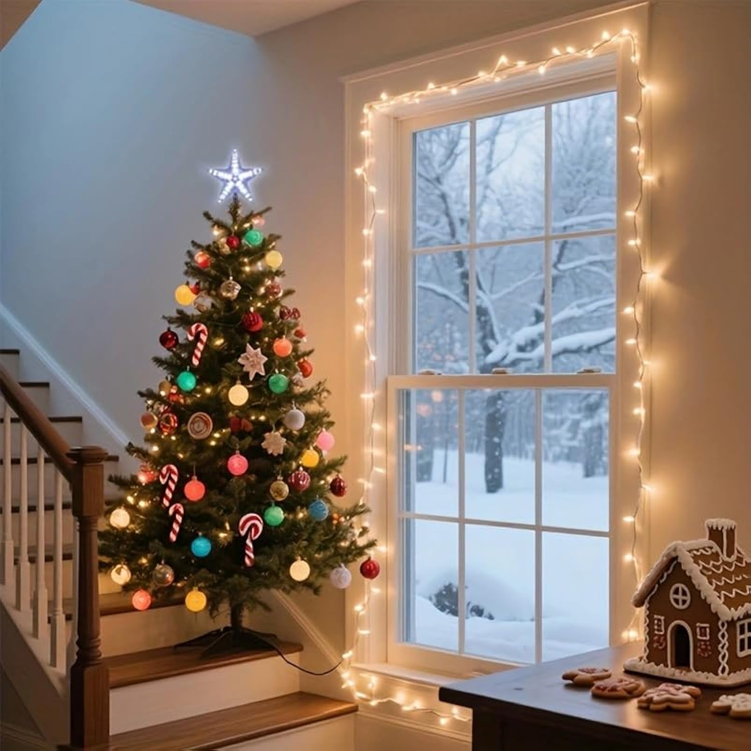 Christmas Tree Topper, Christmas Star Tree Top Decor Light For Christmas Holiday Home Fit For General Size Xmas Tree, 8.