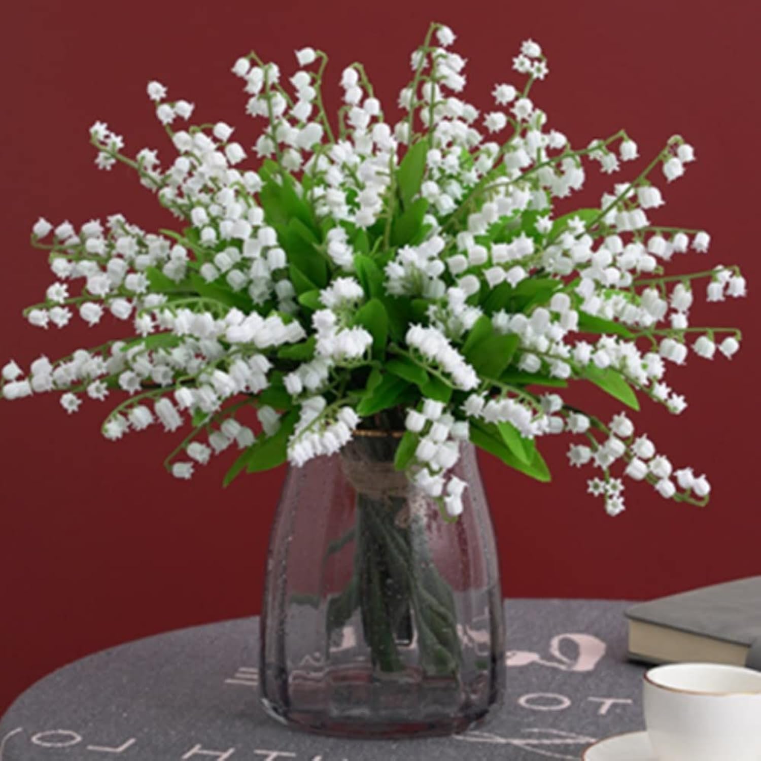18 Bundles Artificial Flowers, Lily Of The Valley Plastic Flower ?Outdoor Bridal Wedding Bouquet For Home Garden Party Wedding Decoration (White)