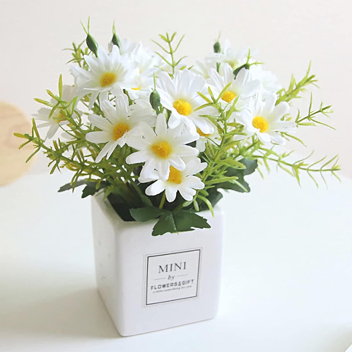 Artificial Flowers, Faux Flowers In Vase Small White Daisy Decor Mini Silky Artificial Daisies Fake Plant Flower Decor For Home Decor Indoor Centerpiece Table Decorations