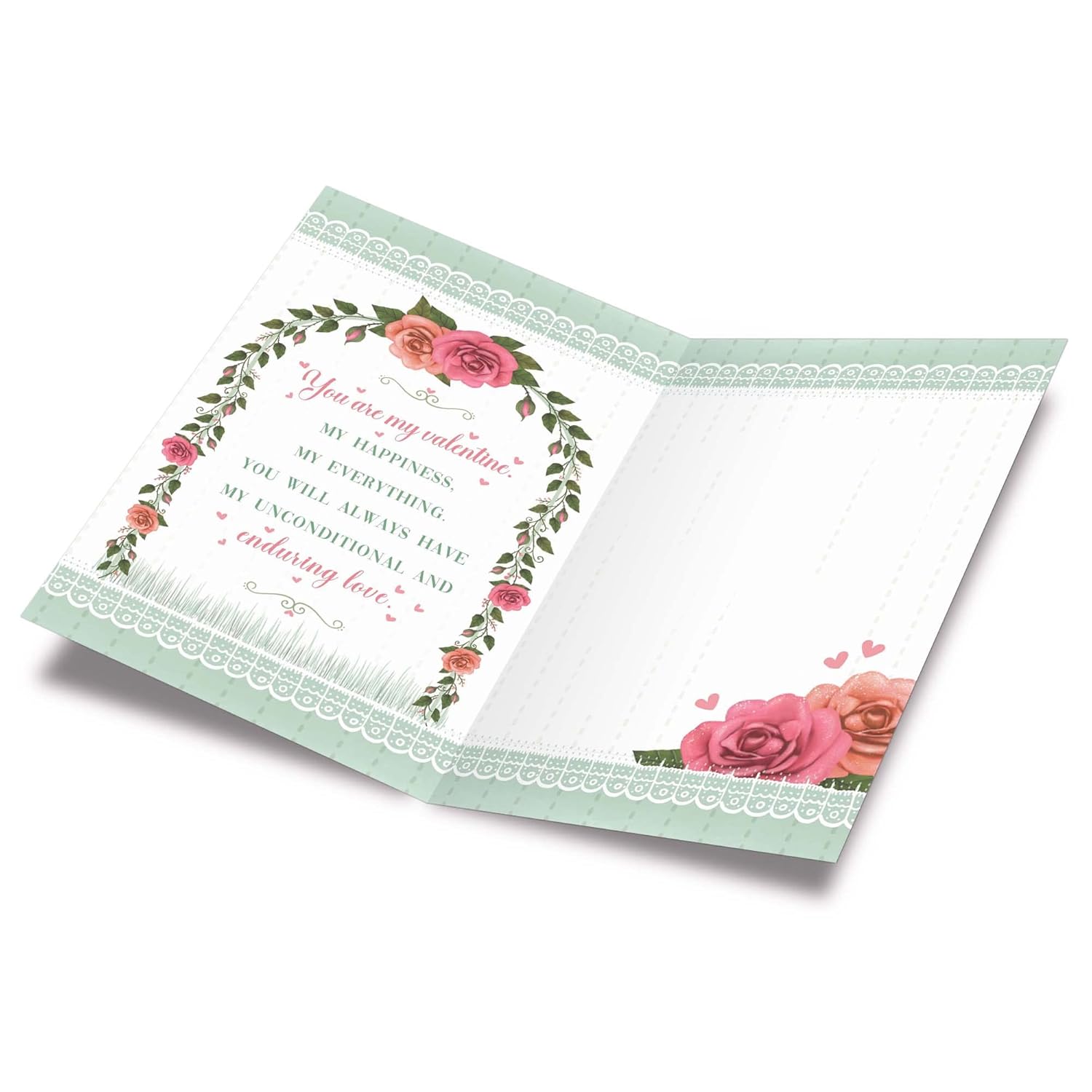Wife Valentine'S Day Card, Made In America, Eco-Friendly, Thick Card Stock With Premium Envelope 5In X 7.75In, Packaged In Protective Mailer (Flower Wreath)