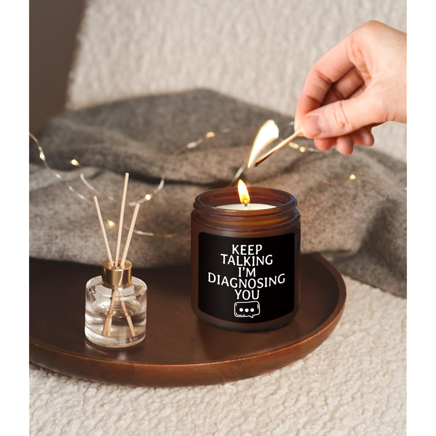 Psychology Candle Gifts,Keep Talking I'M Diagnosing You,Therapist Gifts Mental Health Gifts,Cedar Fragrance Scented Candles,8 Oz