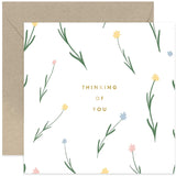 Old English Co. Thinking Of You Card For Them - Floral Gold Foil Sympathy Card For Him Or Her - Foliage Flower Sending Love Condolences Card For Friends Family | Blank Inside With Envelope