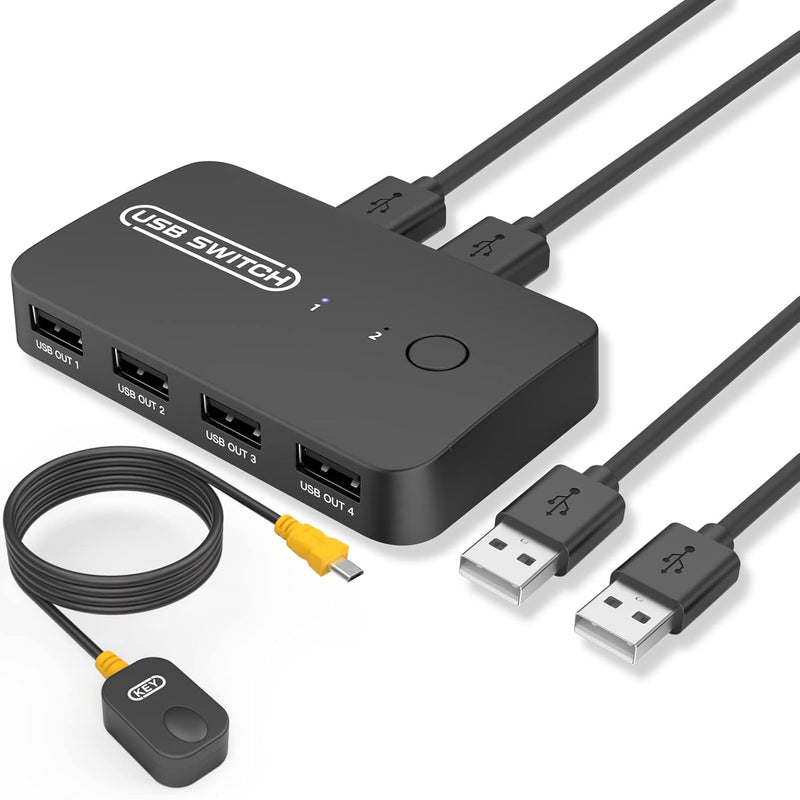 Usb 2.0 Switch Selector For 2 Computers & Sharing 4 Usb Devices With Remote Bu