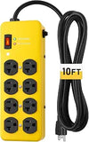 20A Heavy Duty Power Strip Surge Protector 8 AC Outlets 12 Gauge 10 Ft Yellow