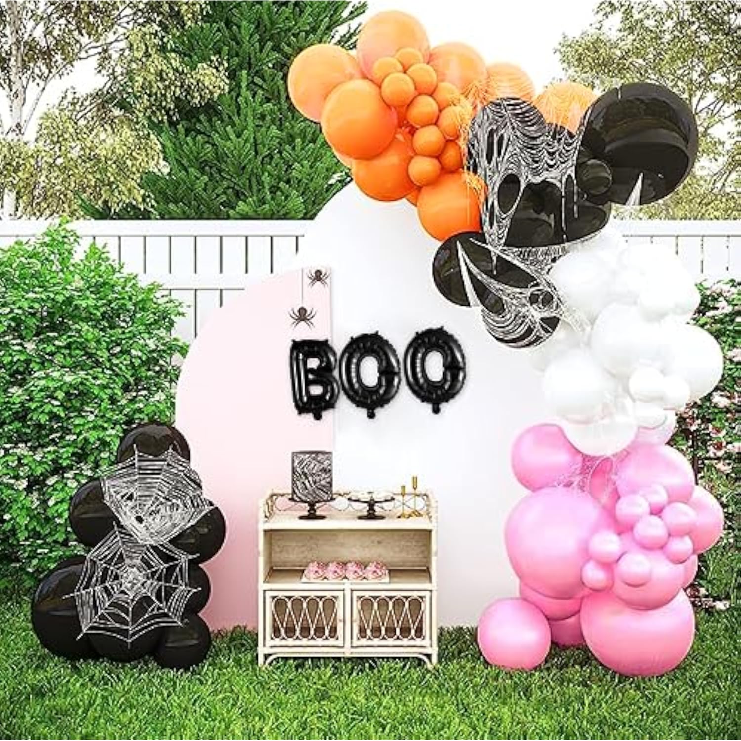 80Pc Halloween Balloon Arch Kit – Garland with BOO Foil Balloon & Spider Web