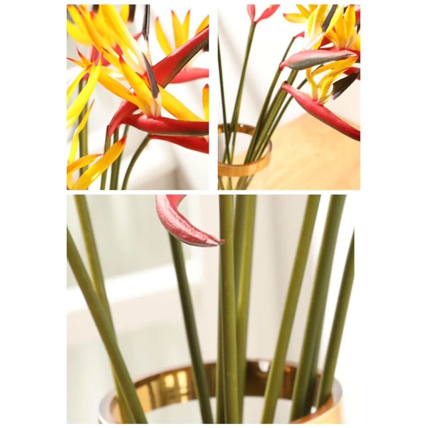 10Pack Artificial Flowers Bird Of Paradise,22.4 Inch Hawaiian Tropical Flowers Strelitzia Green Plant For Home Garden Decoration Office Verandah Wedding Decorations (Yellow)