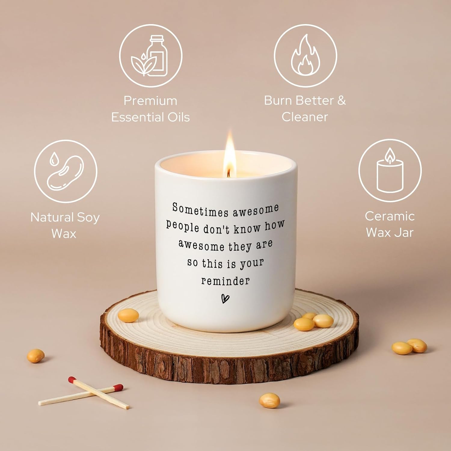 Frindship Gifts For Women Candle, Valentines Day Birthday Gift For Women Friends Family Boss, Thank You Inspirational Stress Relief Cheer Up Gift, Stocking Stuffers For Woman, Lavender Candle 7Oz