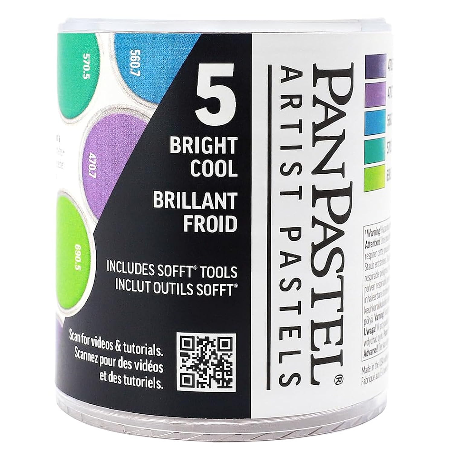 PanPastel Artist Pastels by GOLDEN, Bright Cool Stack Set, 5 Color, Professional Artist Pastels, Unique Pan Format (cake-like)