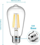 6 Pack Vintage LED Edison Bulbs ST58 6W 60W Equivalent 2700K Warm White Dimmable E26