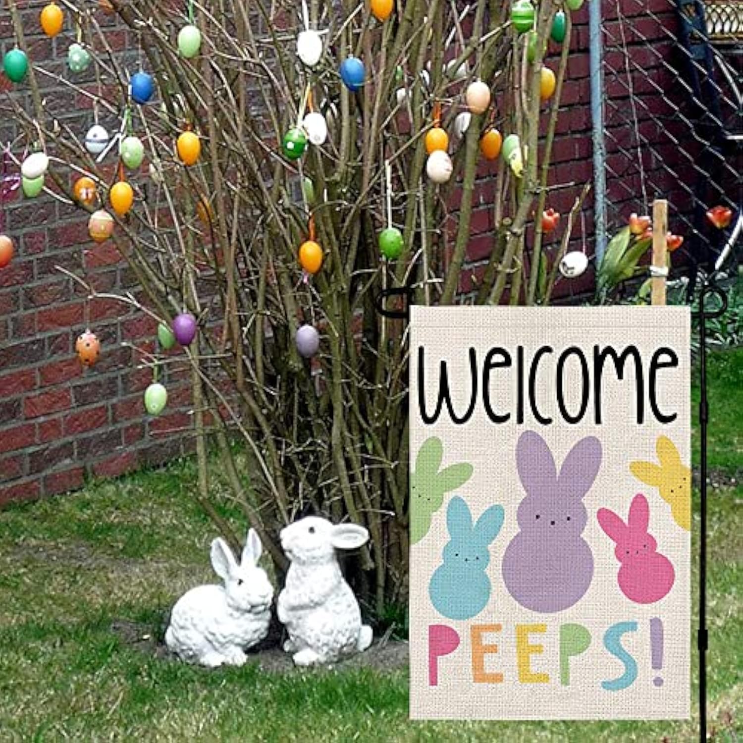 Welcome Easter Garden Flag Double Sided Vertical 12×18 Inch Bunny Banners Spring Yard Outdoor Farmhouse Decoration Df019