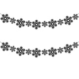 2 Pack Black Snowflake Garland Felt Black Snowflakes Banner Christmas Gothic Winter Holiday Themed Party Decorations Supplies