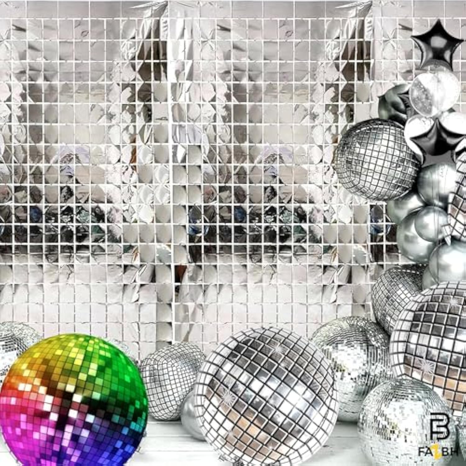 Large Silver Fringe Backdrop Pack 2 for Parties Christmas New Year Events