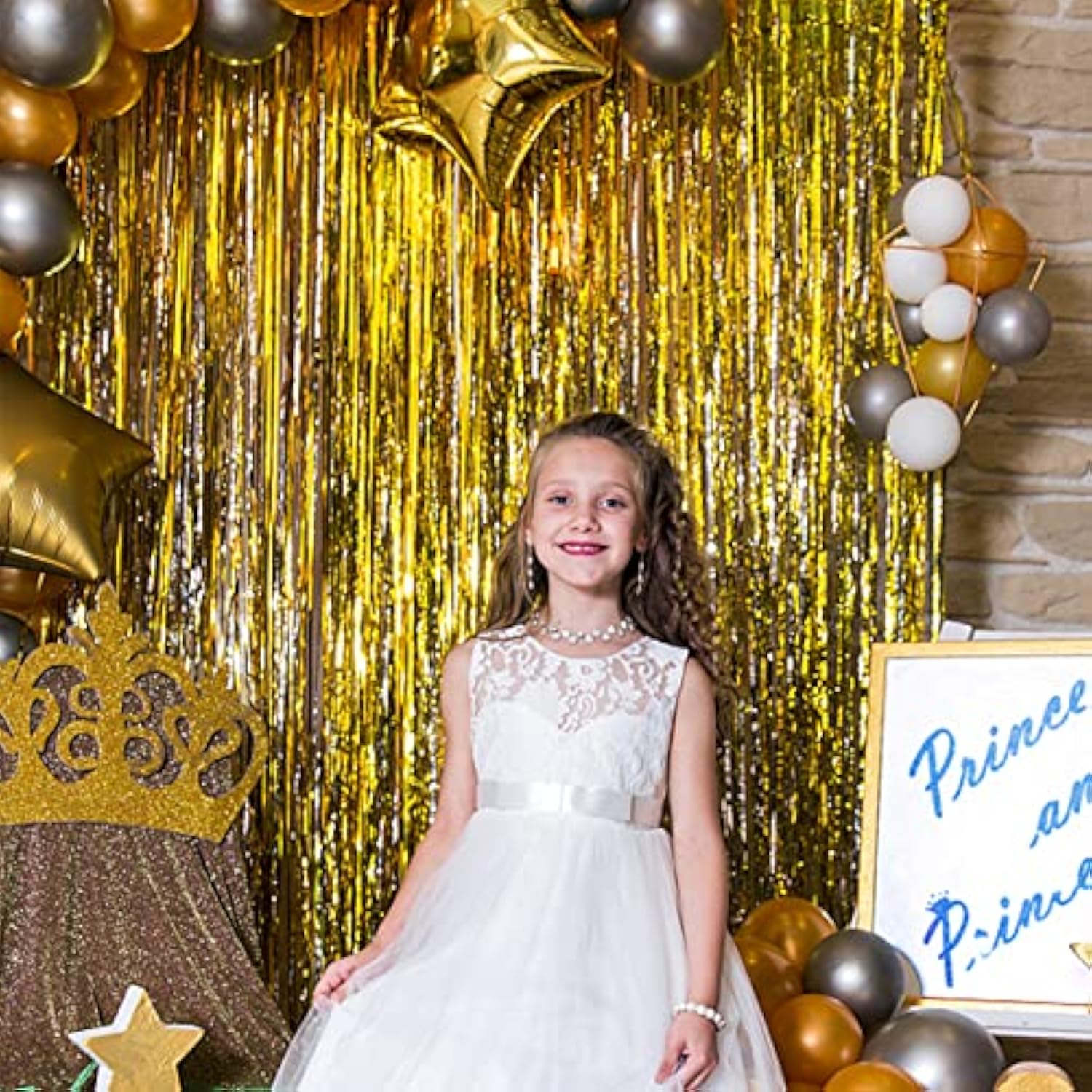 3 Pack Gold Fringe Backdrop Curtain Tinsel Party Streamers Birthday Party Decorations New Year Photo Booth Backdrop Halloween Christmas Graduation Bachelorette Theme Party Decorations