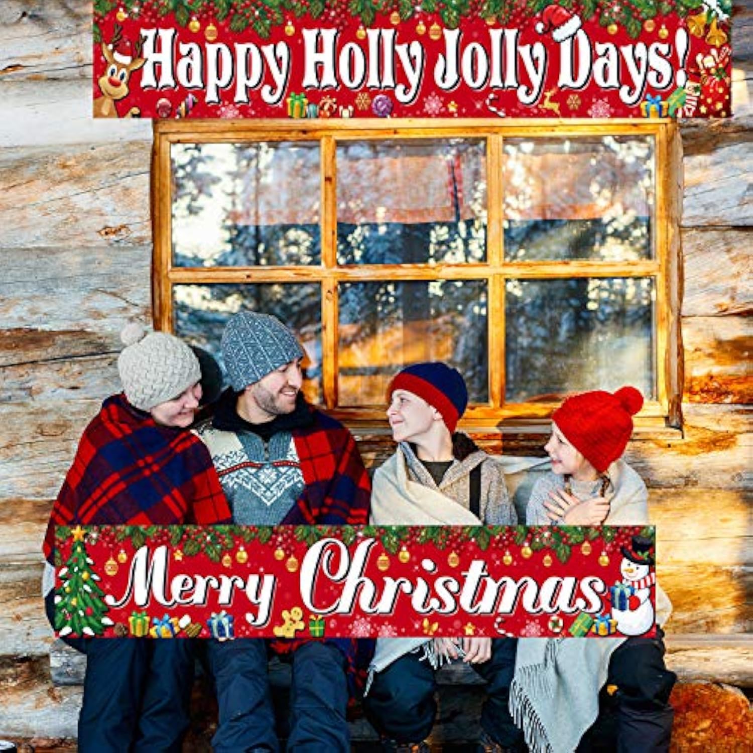 2 Pack Merry Christmas Banner Xmas Decorations Welcome Red Christmas Porch Banners Poster For Home Wall Indoor Holiday Party Winter Decor