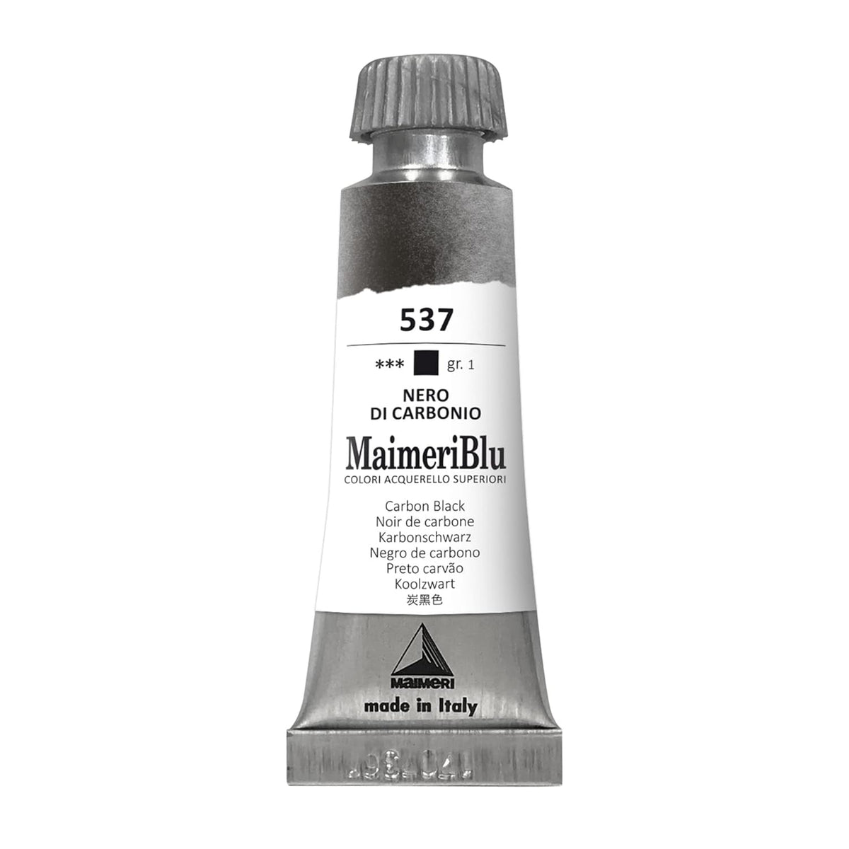 MaimeriBlu 12ml Single-Pigment Watercolor Paint - Carbon Black PBk7 Professional Watercolor Paint - Lightfast and Transparent Watercolor Paint Tube for Artists