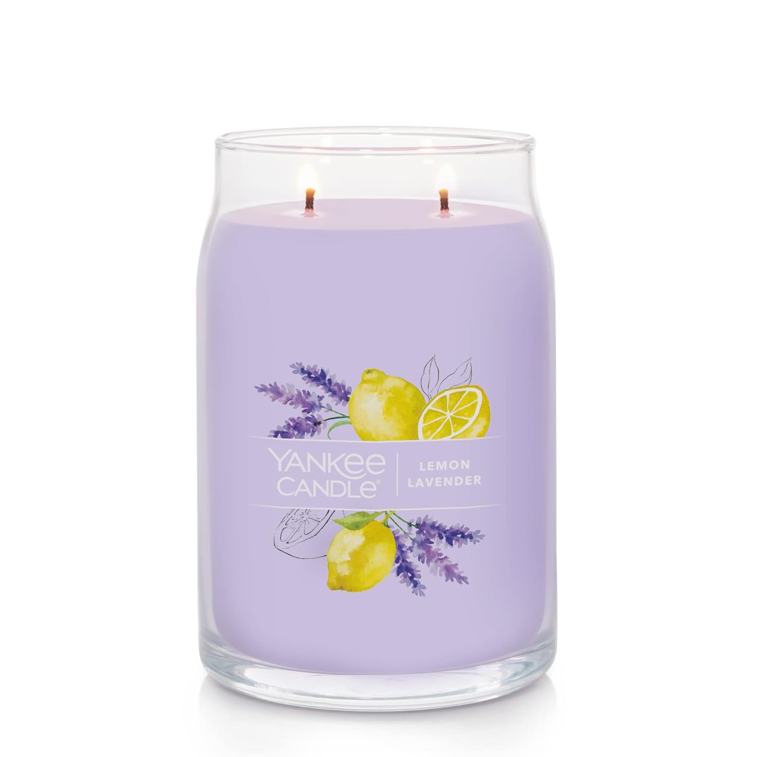 Yankee Candle Lemon Lavender Scented, Signature 20oz Large Jar 2-Wick Candle, Over 60 Hours of Burn Time