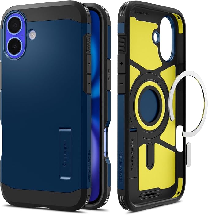 Spigen Tough Armor MagFit Case for iPhone 16 Navy Blue Rugged Protective Cover