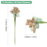 144-Pack Artificial Flower Stamen Kit, Mini Frosted Holly Berry Stems For Wedding Decor, Flower Stamens For Craft Diy Wreaths/Birthday/Flower Arrangements Decorations [Gold]
