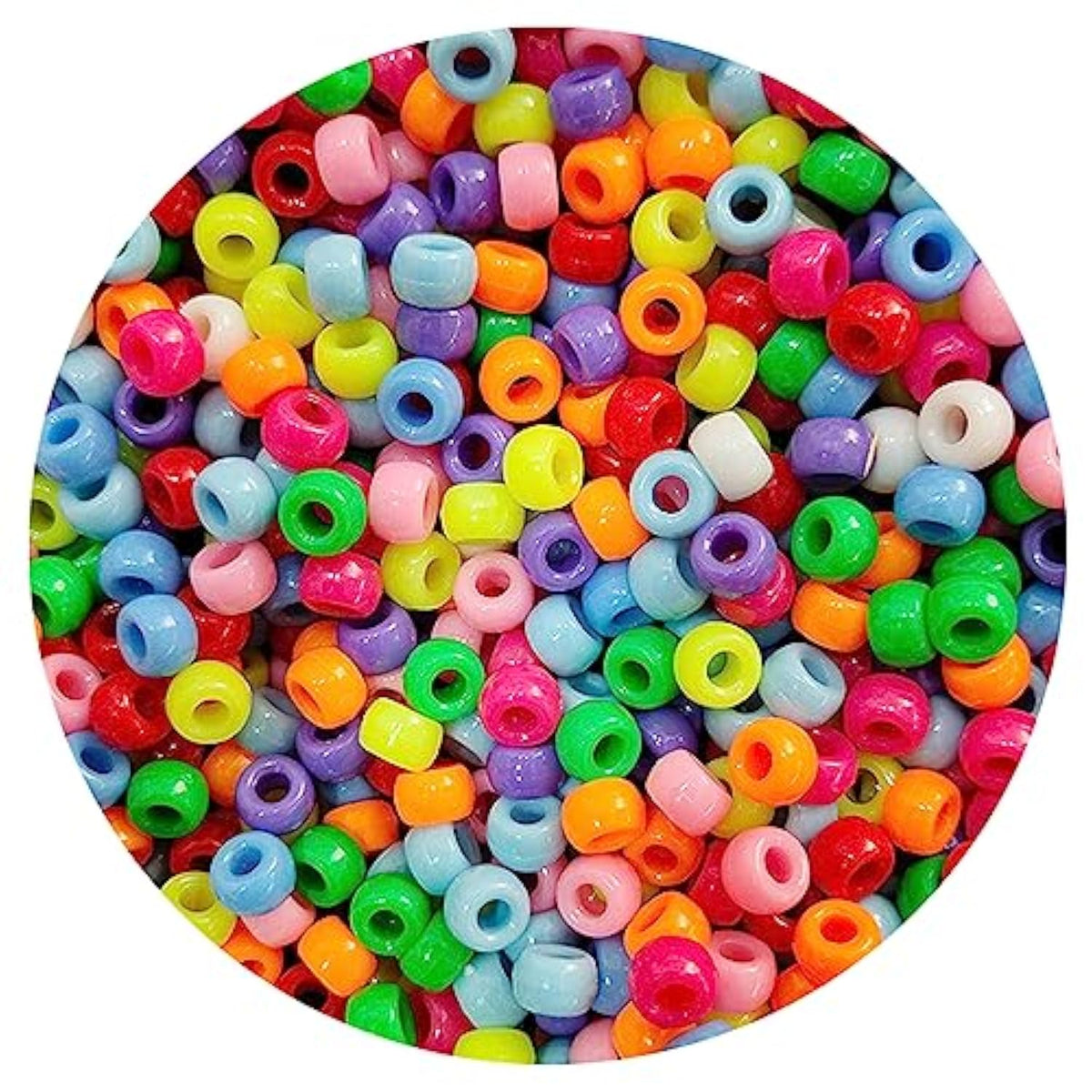 2000+ Pony Beads 6x9mm – 10 Colors Bulk Set for DIY Crafts & Jewelry Making