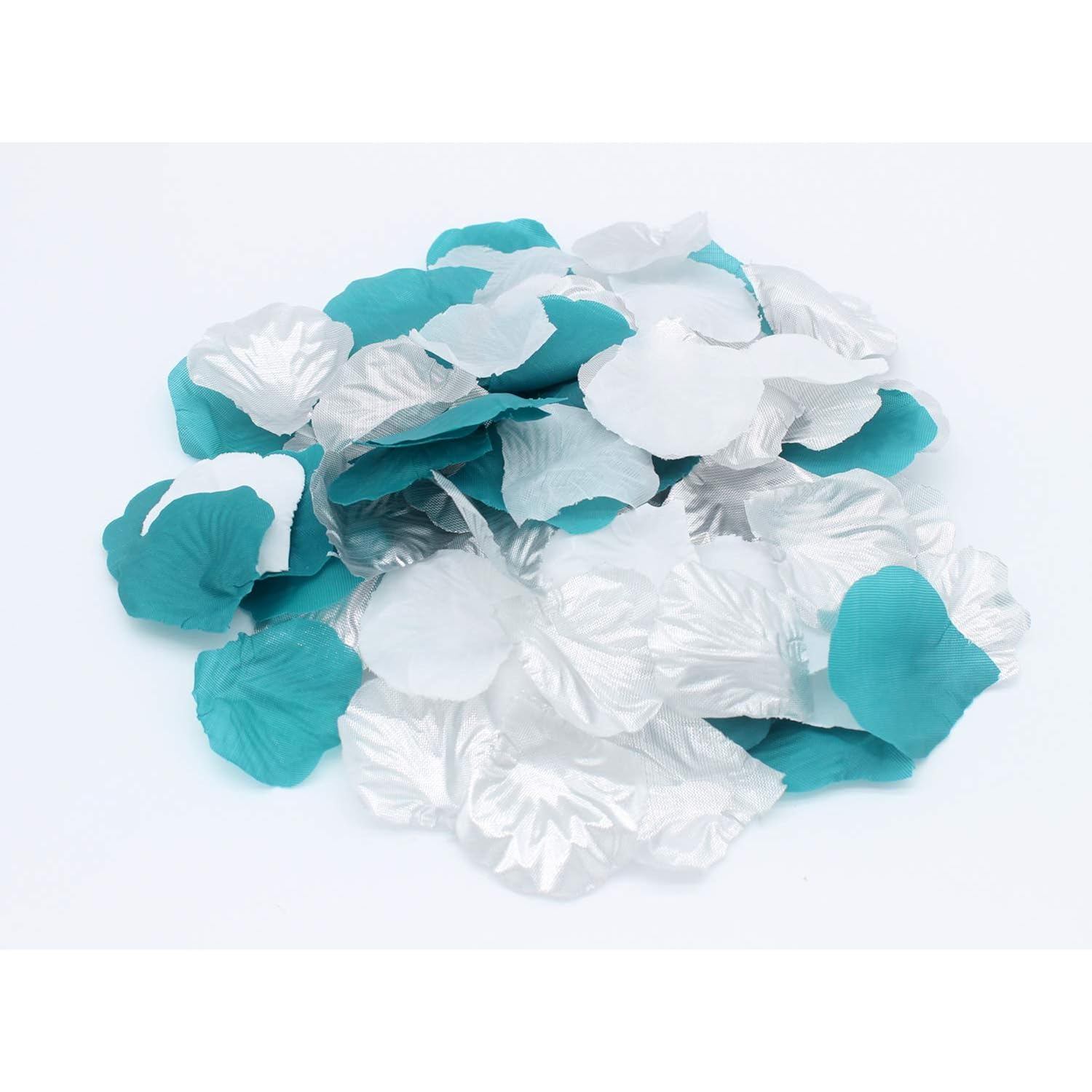 900Pcs Teal Silver White Silk Rose Petals Turquoise Aqua Artificial Flower Petals For Wedding Party Table Confetti Aisle Runner Flower Girl Toss Bridal Shower Hotel Home Vase Decoration