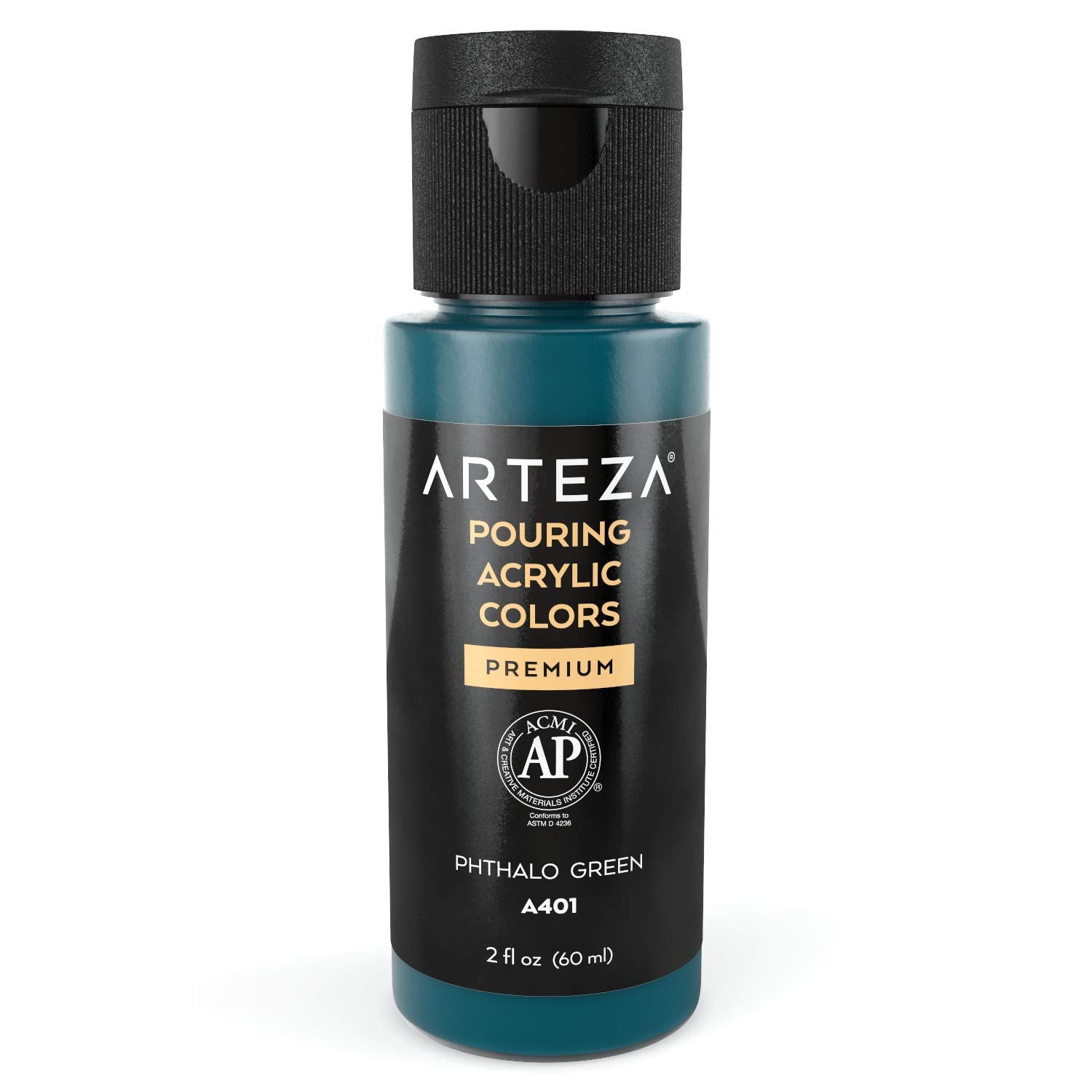 Acrylic Pouring Paint, 2Oz (60 Ml), Phthalo Green High Flow, No Mixing Needed, For Pouring On Canvas, Glass, Paper, Wood, Tile, Stones