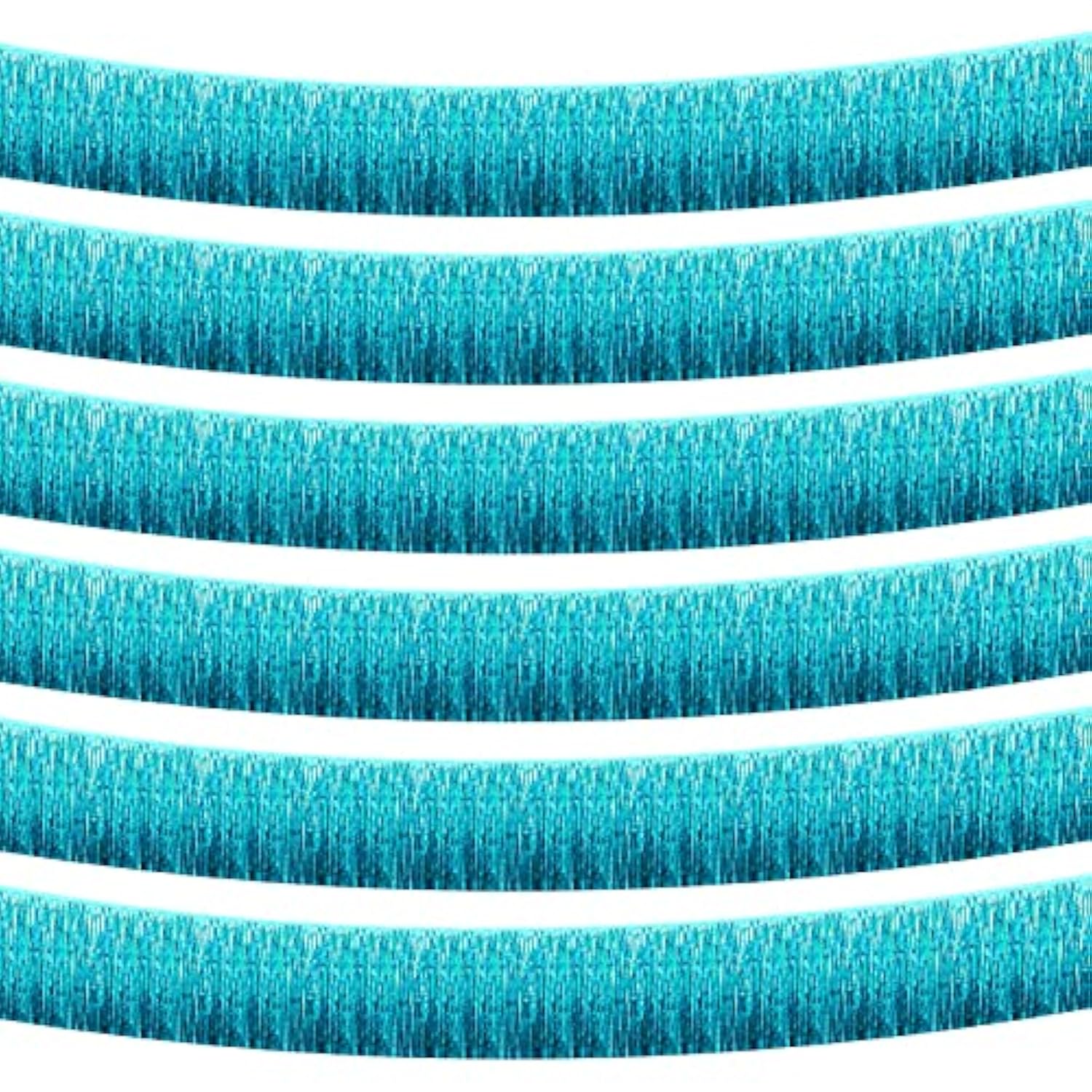 6 Pack 10 Feet Foil Fringe Garland Metallic Tinsel Streamers Banner Wall Hanging Curtain Backdrop Banner For Parade Floats, Thanksgiving, Christmas, Birthday, Halloween Party Decorations(Lake Blue)