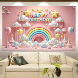 Rainbow Birthday Backdrop: 71"x43" Kids' Party Banner