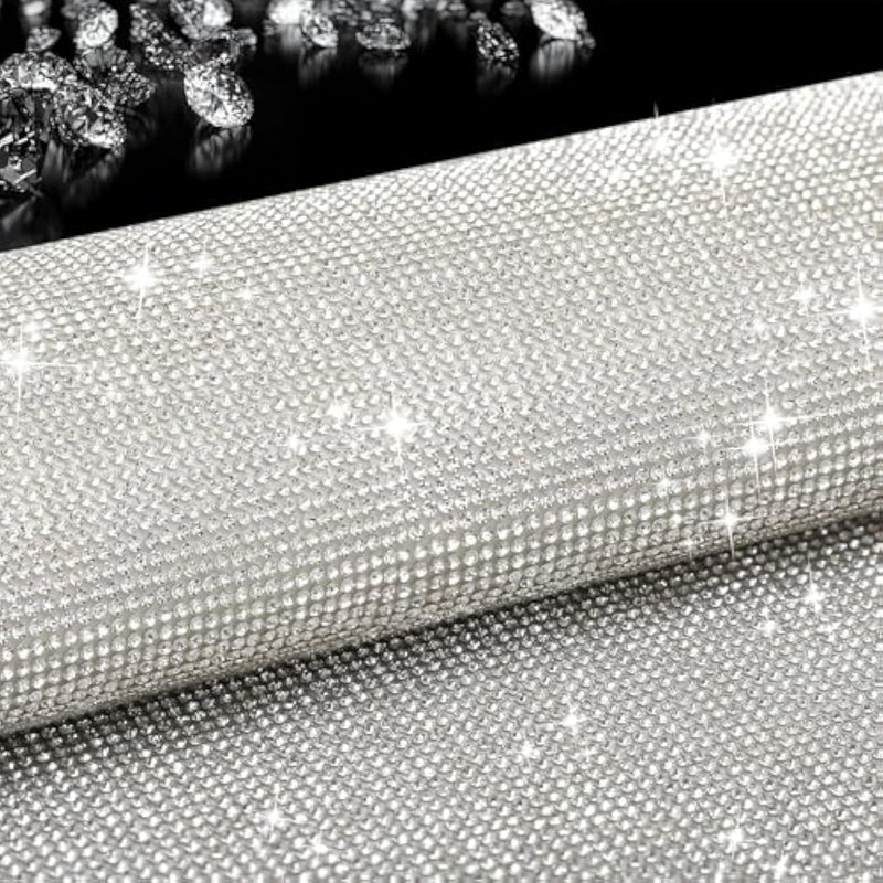 Bling Rhinestone Sheet Self Adhesive Glitter Crystal Rhinestones Sticker Diy Gifts Car Decoration 15.75" X 9.45" (Crystal)