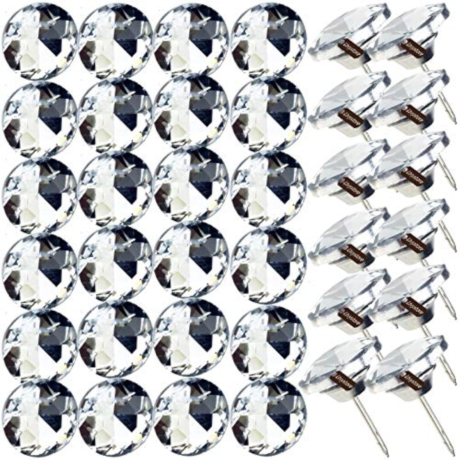 70Pcs 1Inch Rhinestone Sew Buttons Diamond Crystal Upholstery Nails Ta