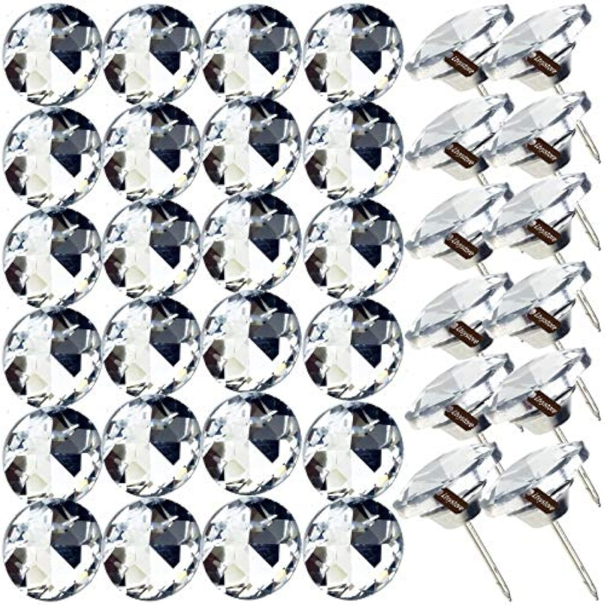 70Pcs 1Inch Rhinestone Sew Buttons Diamond Crystal Upholstery Nails Ta