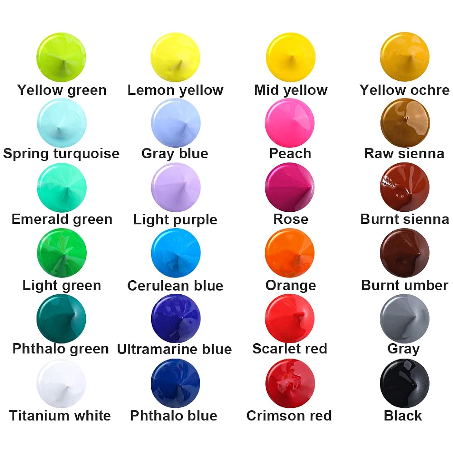 Acrylic Paint Set 24-Color With 5 Paint Brushes Non-Toxic For Canvas Craft Rock Art Painting