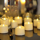 48-Pack Novelty Flickering Flameless Tea Lights Candles, 200+Hours Battery-Operated Led Fake Candles For Wedding Table Centerpieces,Proposal,Anniversary, Ivory Base, Ø1.5'' × H1.3''