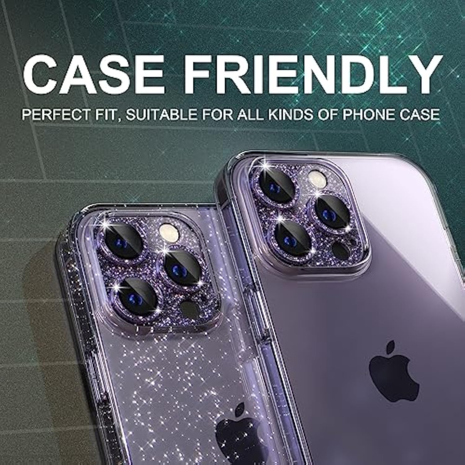 iPhone 14 Pro/Pro Max Camera Lens Protector Bling 9H Tempered Glass Purple