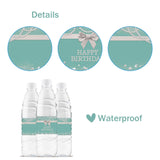 32 Pcs Teal Blue Happy Birthday Water Bottle Labels, Pearl Birthday Water Bottle Labels For Girl, Cheers To 21St 30Th 40Th 50Th Birthday Party Bottle Wrappers, Birthday Party Decorations