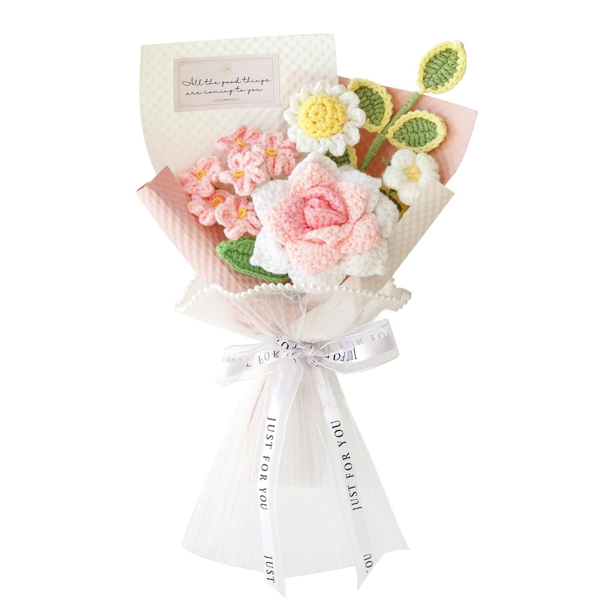 Handmade Crochet Rose Daisy As A Gift For Lover, Family,Friends. Crochet Bouquet, Crocheted Yarn Flowers, Artificial Flower Finished Bouquet