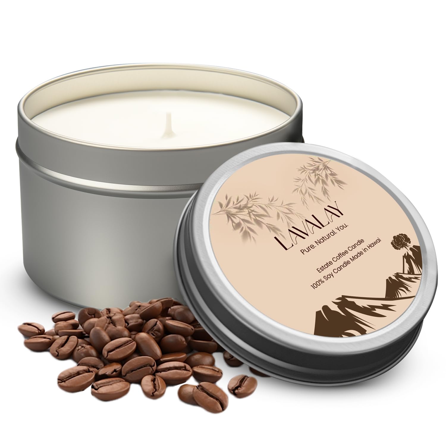 Kona Coffee Bean Scented Candle – 6 Oz Natural Soy Wax Candle With Strong Coffee Aroma – Long Lasting, Clean Burning, Relaxing Gift For Women & Men, Mother’S Day, Birthday & Home Décor