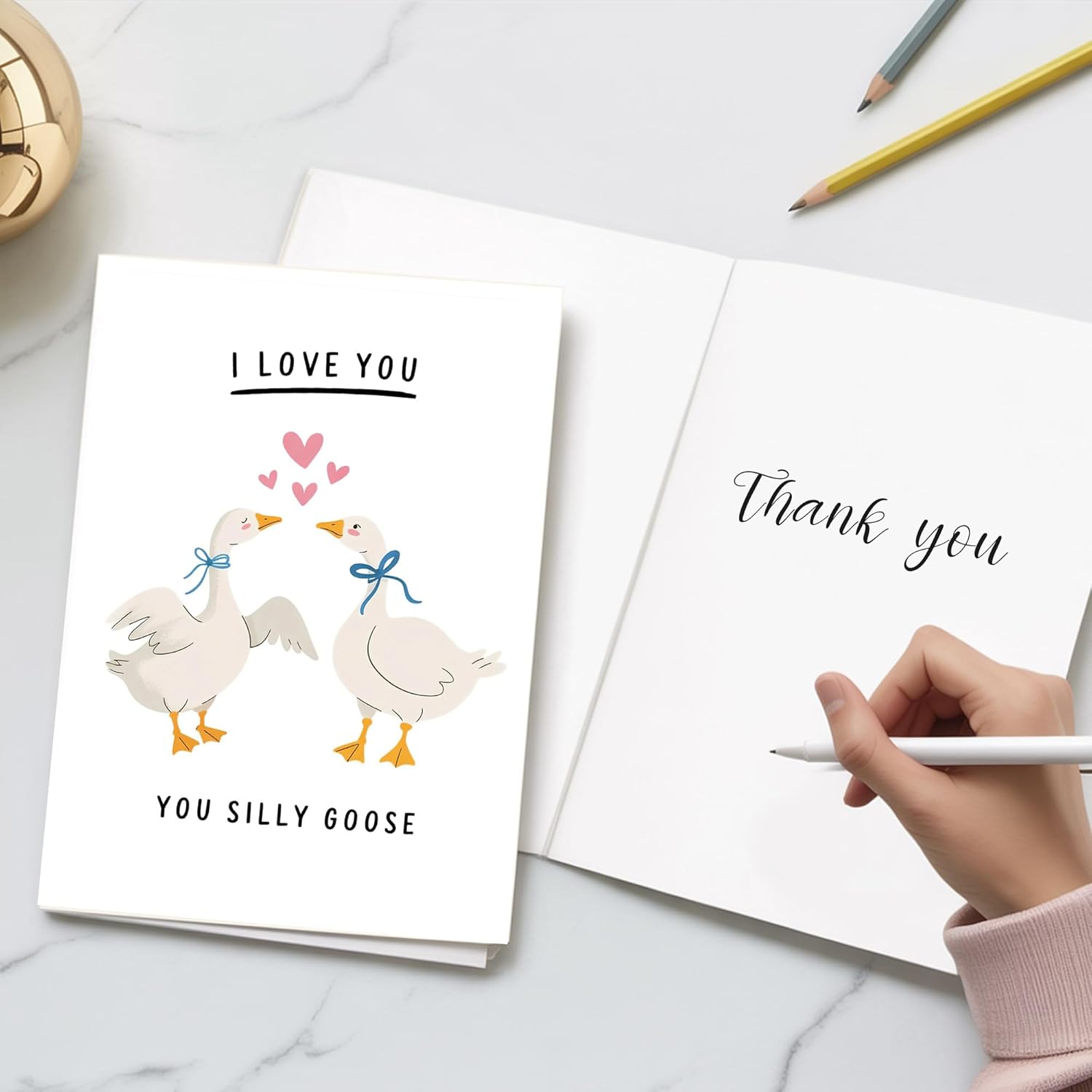 (5.3X8In) I Love You You Silly Goose Funny Romantic Card, Cute Animal Love Greeting For Couples, Adorable Goose Illustration Valentine Anniversary, Minimal Blank Inside With Envelope (Xmas 8)