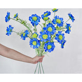 Artificial Scabiosa Flowers Long Stems, Realistic Silk Flowers Arrangement Fake Flowers Summer Bouquet For Home Decor Pack Of 4 (Blue)