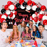 81 Pieces Red And Black Birthday Party Decorations Large Red Happy Bir