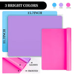 Silicone Mat For Resin Molds, 3 Pcs Silicone Mats For Epoxy Resin, Uv Resin, Play Dough Mat, Clay Mat, Nonstick Silicone Sheets Pads For Diy Arts And Crafts, Pink & Purple & Blue, 15.7”X 11.7”