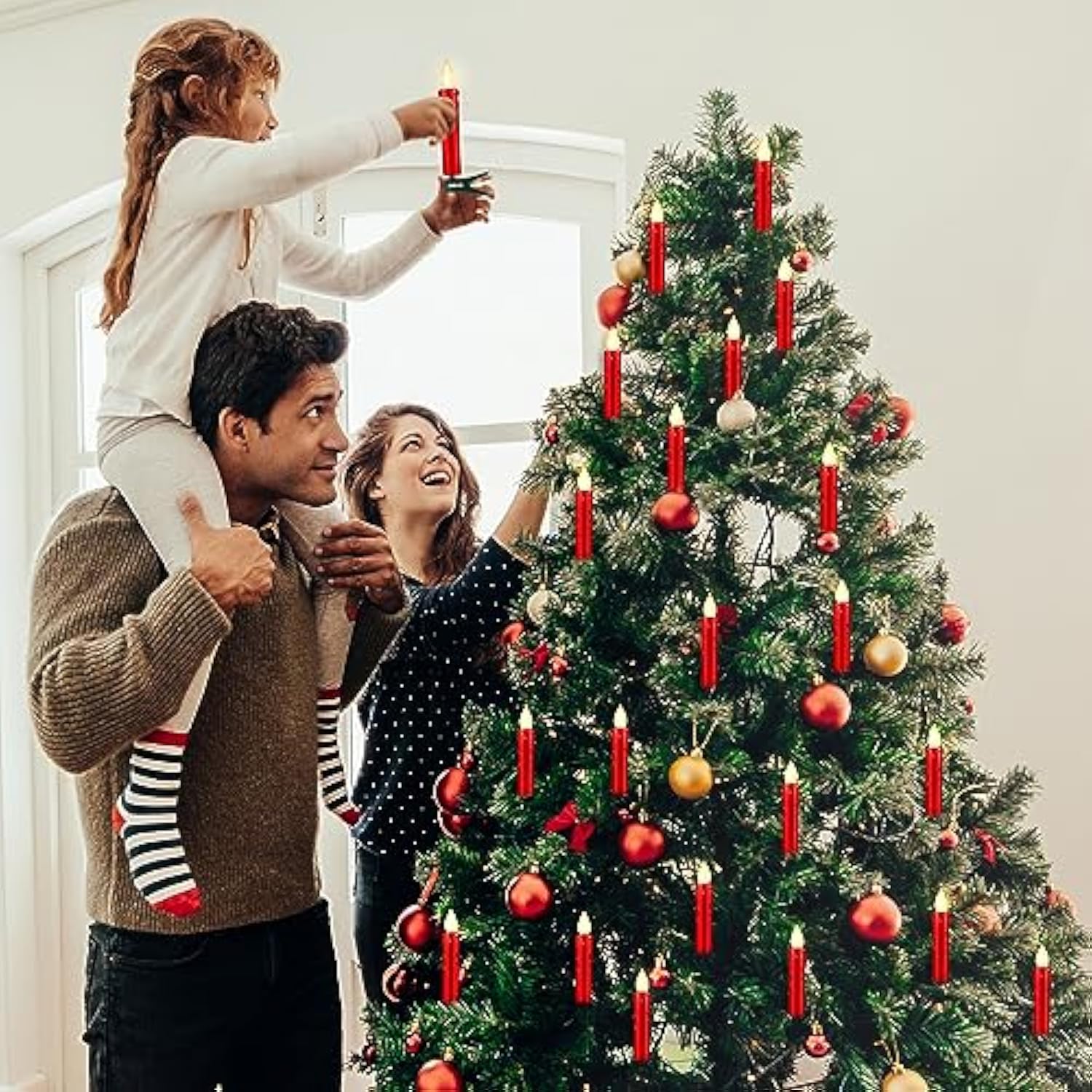 40 Pcs Christmas Led Window Candles With Remote Control And Tree Clips Light Flickering Battery Operated Candlesticks Flameless Candles For Christmas Indoor Outdoor(Red)