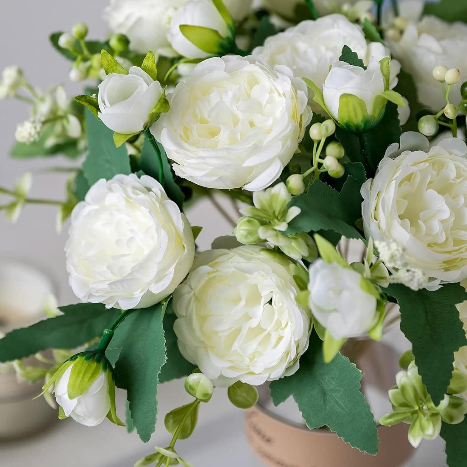 2 Bunches Peony Artificial Flowers White Flowers Silk Peonies Bouquets For Wedding Party Table Centerpieces Floral Arrangement Home Kitchen Decor