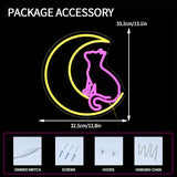 Moon Cats Neon Sign Dimmable Pink Yellow LED Wall Light for Bedroom Dorm Bar Room Decor