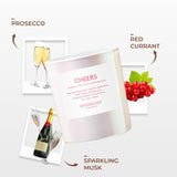 Cheers Scented Holiday Candle - Aesthetic Winter Candle For Home, Prosecco, Red Currant & Sparkling Musk, Clean Coco Wax Blend, Vegan, Paraben Free, 50-Hour Burn, Christmas Decor - 8Oz