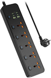 Universal Travel Power Strip with USB C Ports and 6ft Cord